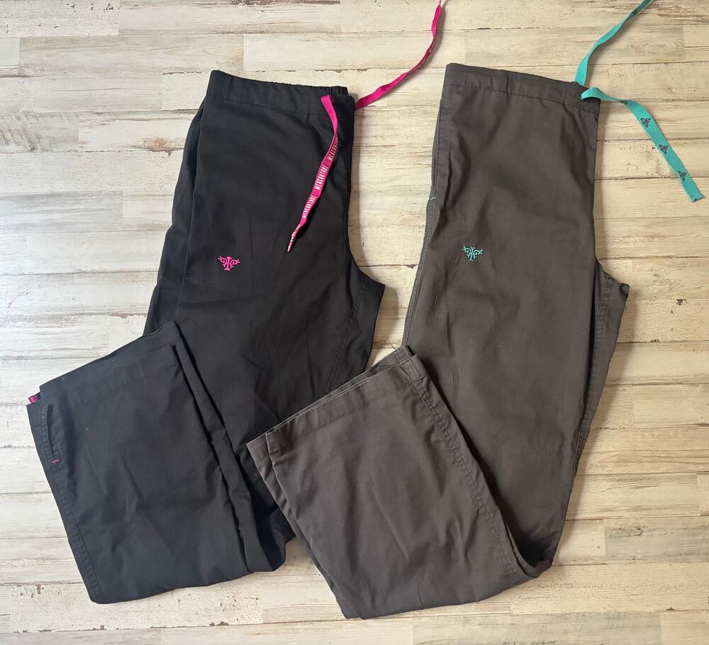 Lot of Two Med Couture Drawstring Nurse Scrub Pants sz S EUC